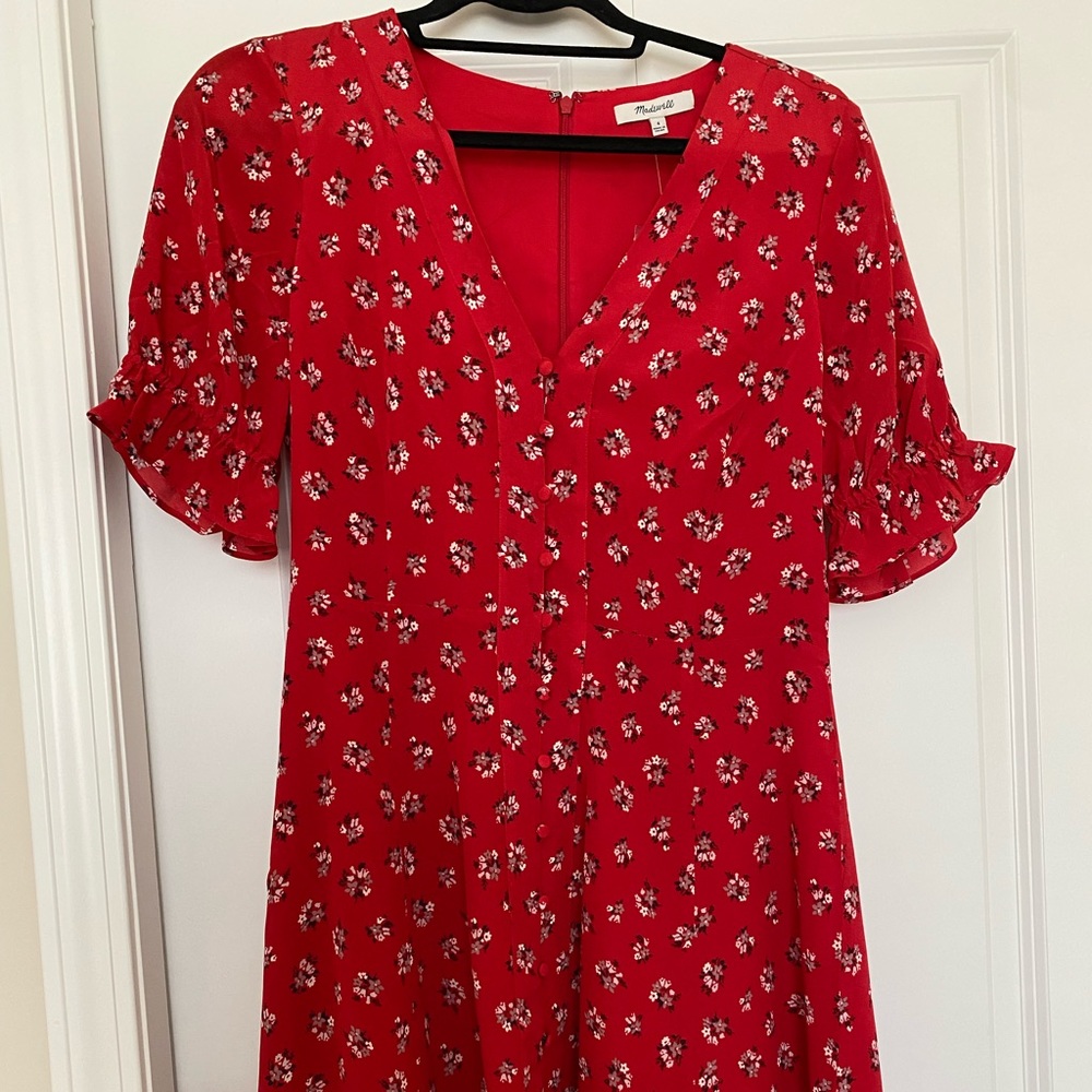 Madewell red silk dress - NWOT